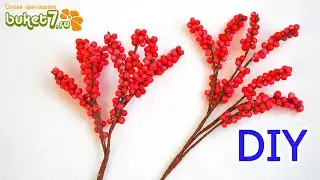 New Year's decor Branch with berries ☆ Ilex with your own hands ☆ Ideas What to make from foam balls