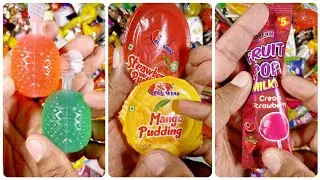 ASMR Fruity Pop Cream Strawberry, Flubbers Strawberry Jelly and Fruit Jelly Juice #asmr