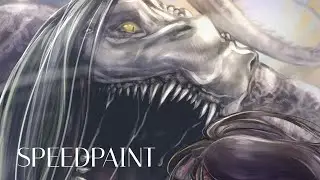 The Warrior and The Dragon - SCP 076 Vs SCP 682 SpeedPaint