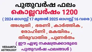 പുതുവർഷഫലം1200 അശ്വതി ഭരണി കാർത്തിക രോഹിണി മകയിരം തിരുവാതിര പുണർതം/MalayalamNew year predictions1200
