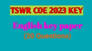 Tswr coe key paper 2023||Coe key 2023 ||Tswr coe 2023 key paper||tswr coe model paper