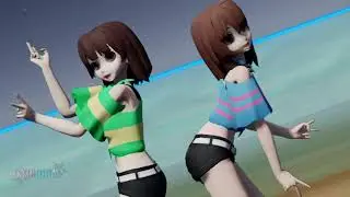 [MMD Undertale] Chara & Frisk - Dive To Blue {Read Comments, please}