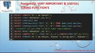 PostgreSQL VERY IMPORTANT & USEFULL STRING FUNCTION'S | LPAD, RPAD, LENGTH, STRPOS Examples