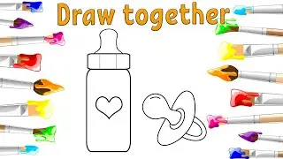 Draw a bottle and a dummy for a baby | Рисуем бутылочку и пустышку для пупса
