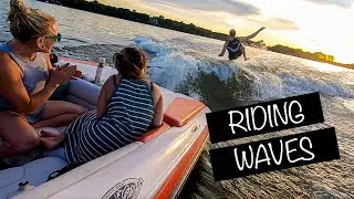 OUR FIRST TIME WAKE SURFING ~  Summer Nights