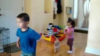 Kids playing with Bailey