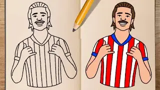 How to draw and colour! ANTOINE GRIEZMANN (step-by-step)