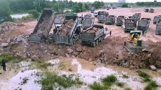 EP16| Best Landfill Processing Skillfully Technique of Komatsu Dozers and Dump Trucks Operated