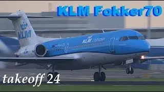 PH-KZL KLM Fokker-70 wet morning takeoff Kaagbaan