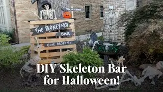 How to Set Up Outdoor Skeleton Halloween Decor | The Boneyard Bar 💀🎃