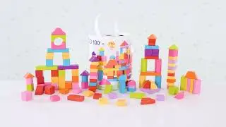 Деревянные кубики в ведре, 100шт. от Bino