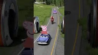 Crazy Cars & Motorcycles Crossing to Double Bollard Foot Spongebob Smash in BeamNG.drive