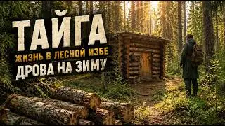 TAIGA. LIFE IN A FOREST CABIN. PREPARING FIREWOOD FOR WINTER. MUSHROOM FORAGING AND WILD COOKING!