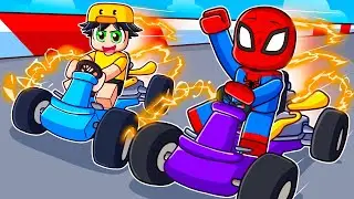 Go Kart RACE CLICKER In Roblox With SPIDERMAN!