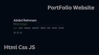 Personal Portfolio Website || Html. Css, JS || Tutorial || Part 1