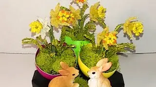 МИНИАТЮРНАЯ ПАСХАЛЬНАЯ КОМПОЗИЦИЯ из бисера МК от Koshka2015 - цветы из бисера,  бисероплетение