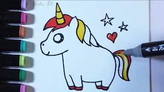 How to draw Unicorn CUTE - Easy | Titatu Art