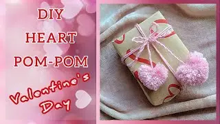 Super Easy Pom Pom Heart Making with Fork/ How to Make Yarn Heart Pom Pom/ Valentine's Day Diy Idea