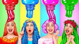 נערת אש, נערת מים, נערת אוויר ונערת אדמה | אתגרים מצחיקים עם ארבעה אלמנטים Multi DO Challenge