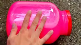 Breaking colorful glass bottles on stair!🌈✨ 