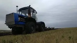 Вспашка зяби Кировец - 739Ст ПСКу-8 ( ширина захвата 4.8м)  и  Т-150к . Plowing the land K-739