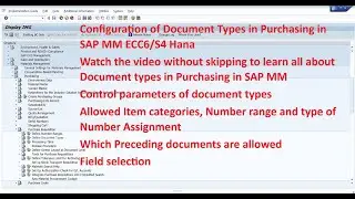 Configuration of Document Types in Purchasing in SAP MM ECC6/S4 Hana
