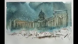 Рисуем Казанский собор Санкт-Петербург пластиковой картой