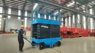 Load 2000kg & Lifting 12mMobile scissor lift with assisted walking function，easy to move!