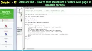 Selenium VBA - How do I take screenshot of entire web page in headless chrome | Part-1