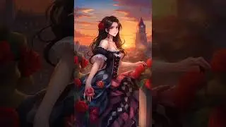 Сказочная девушка отдыхает на сказочном балконе.