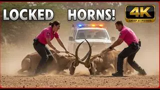 Epic Wildlife Rescue: Team Saves Antelope Locked in Battle