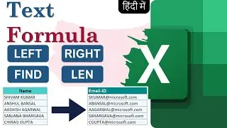 Excel in Hindi -Text Function LEFT, RIGHT, FIND, LEN - Employee’s Email Address #Skrlearningpoint