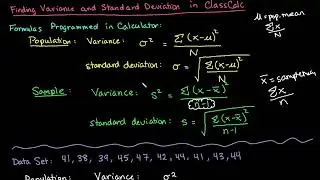 Finding Variance and Standard Deviation Using ClassCalc