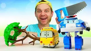 Видео игры машинки - Поли Робокар помогает Автобусу Скуби! – Трансформеры игры для мальчиков