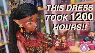 This beaded dress took me 3 months to make (my custom Nova bjd by Moonlight Jewel)