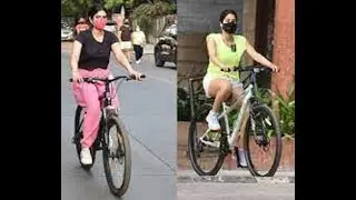 Janhvi Kapoor And Khushi Kapoor cycling in Lokhandwa