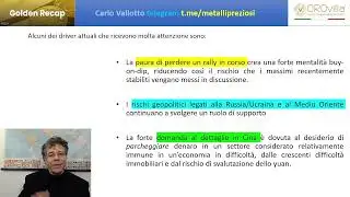 Golden Recap con Carlo Vallotto - 24 Aprile 2024