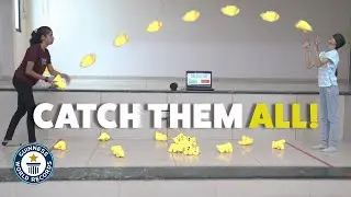 How many soft toys will she catch blindfolded in one minute? | Guinness World Records