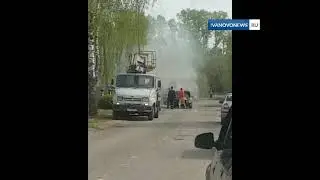 В Старой Вичуге прямо на дороге загорелась машина