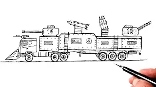 How to draw a Zombie Apocalypse Truck | Military drawing | Car drawing