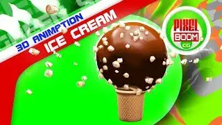 Green Screen Ice Cream Chocky Nut - PixelBoomCG 3D Animations
