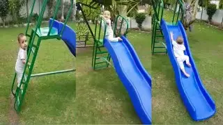 My Nephew sliding for the first time