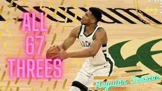 Giannis Antetokounmpo ALL 67 Three-Pointers From 2020-21 NBA Regular Season | King of NBA