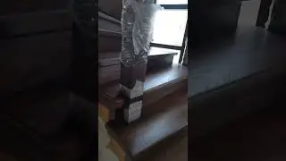 Финишное покрытие деревянной лестницы (дуб) тонировкой, масло с твердым воском