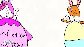 inflation bunny girl and Kristina bunny blow themself like a balloon.