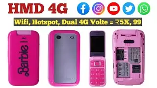 HMD Barbie 4G Flip Keypad Feature Phone 2024 | Wifi Hotspots, Dual 4G Volte, WhatsApp, YouTube |
