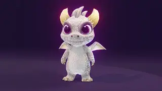 Cartoon White Baby Dragon with Music and Sound Effects Turnaround
