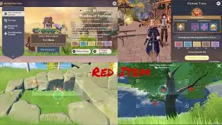 GENSHIN IMPACT Five Flushes of Fortune 210203 clue and guide Day 1 - Photo subject today is Red Item