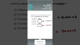 Yüzde Problemleri Soru Çözümü Tyt-Dgs-Kpss-Ales #matematik#tyt#dgs#ales#kpss#yks#shorts