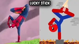 Spiderstickman vs Spiderman Funny Moments and Epic Moments / Stickman Dismounting